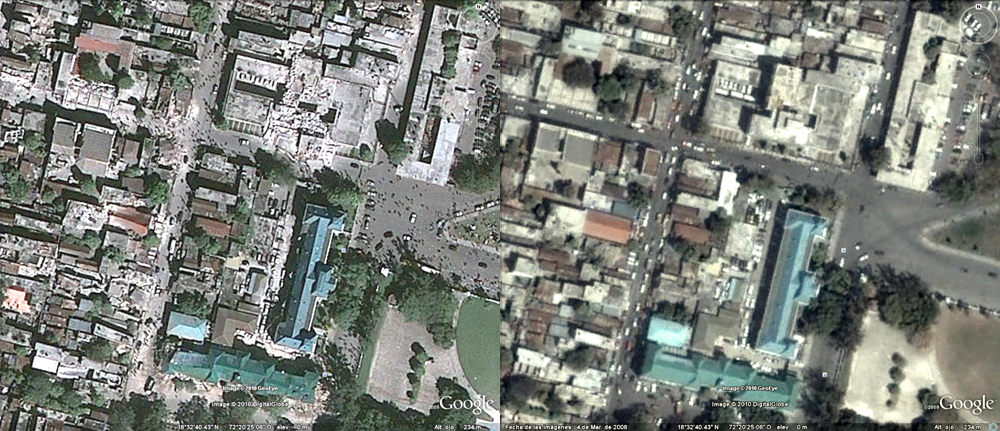 Haití desde google Hearth antes y después del terremoto